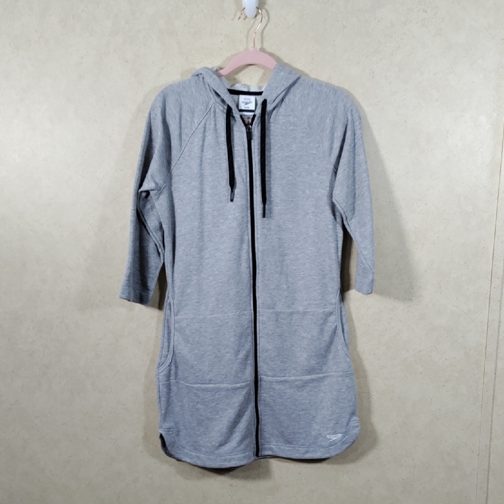 6142 Speedo heather gray fleece zip up hoodie M